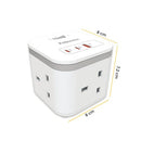 Fellowes Power Cube Type G UK/IE 3 Sockets 1 USB-A + 2 USB-C Ports White 100137166
