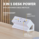 Fellowes Power Desk Type G UK/IE 1 Socket 1 USB-A + 1 USB-C Port White 100137171