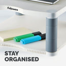 Fellowes Premium Monitor Stand Plus with Storage Drawer and Built In Copyholder White 9171302