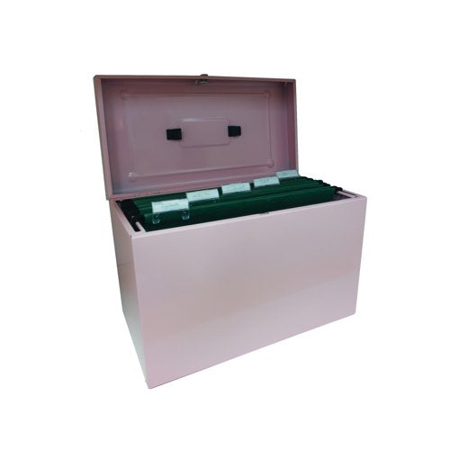 Cathedral File Box with 5 Suspension Files Foolscap Pastel Pink FPHOPP ...