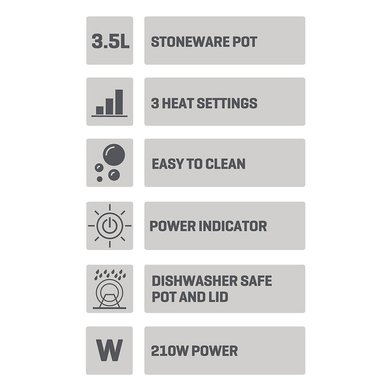 Daewoo 3.5 Litre Slow Cooker 210W Efficient Dishwasher Safe