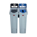 Rubbermaid Slim Jim Recycling Station 2 Stream Black/Blue 2057605