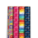 Happy Birthday Giftwrap Paper 3m Assorted Pack of 49 37091-GWC