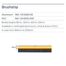 Door Brushstrip Draft Excluder 914mm Gold