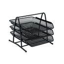 5 Star Mesh Letter Tray 3 Tier Scratch Resistant Stackable Front Load Portrait Foolscap Black 288102