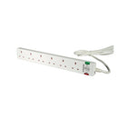 5 Star 6-Gang Surge Protection Extension Lead 2m White FS668151