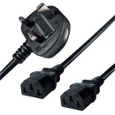 Connekt Gear 2.5m Mains Splitter Cable Plug To 2 C13 Sockets 27-0115B