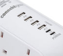 Connekt Gear 2m Desktop 6 Way Surge Protector With 4 USB-A and 2 USB-C 65W 27-6020S/USB