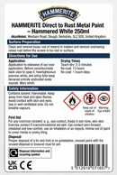 Hammerite  Direct To Rust Metal Paint - Hammered White Finish 250Ml