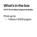 HP 31 Original Ink Bottle 70-ml Yellow 1VU28AE