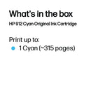 HP 912 Original Ink Cartridge 2.93-ml Cyan 3YL77AE