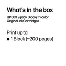 HP 303 Original Ink Cartridge 4-ml Black/Tri-color 3YM92AE