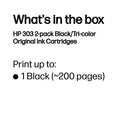 HP 303 Original Ink Cartridge 4-ml Black/Tri-color 3YM92AE