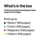 HP 953 Original Ink Cartridge 9/20-ml CMYK 4-pack 6ZC69AE