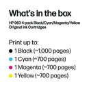 HP 963 Original Ink Cartridge 10.74/10.77/10.7/24.09-ml CMYK 4-pack 6ZC70AE