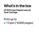 HP 507A Original LaserJet Toner Cartridge Cyan CE401A