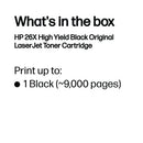 HP 26X Original LaserJet Toner Cartridge High Yield Black CF226X