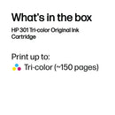 HP 301 Original Ink Cartridge 3-ml Tri-color CH562EE