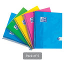 Oxford Touch Wirebound Hardback Notebook A5 Assorted (5 Pack) 400110083