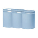 2Work Centrefeed Roll 1-Ply 300m Blue (Pack of 6) KF03803