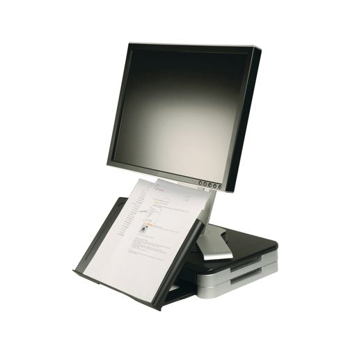 Q-Connect Monitor Stand with Built In Angled Copyholder Black KF10700 ...
