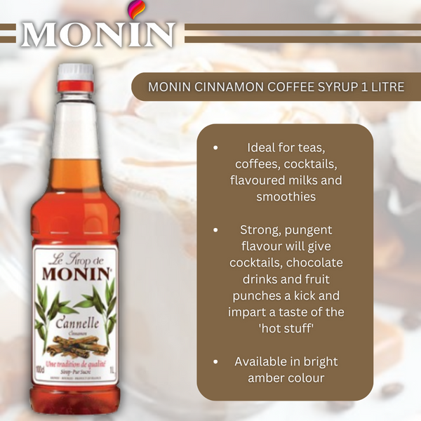 Monin Cinnamon Coffee Syrup 1 Litre (Plastic)