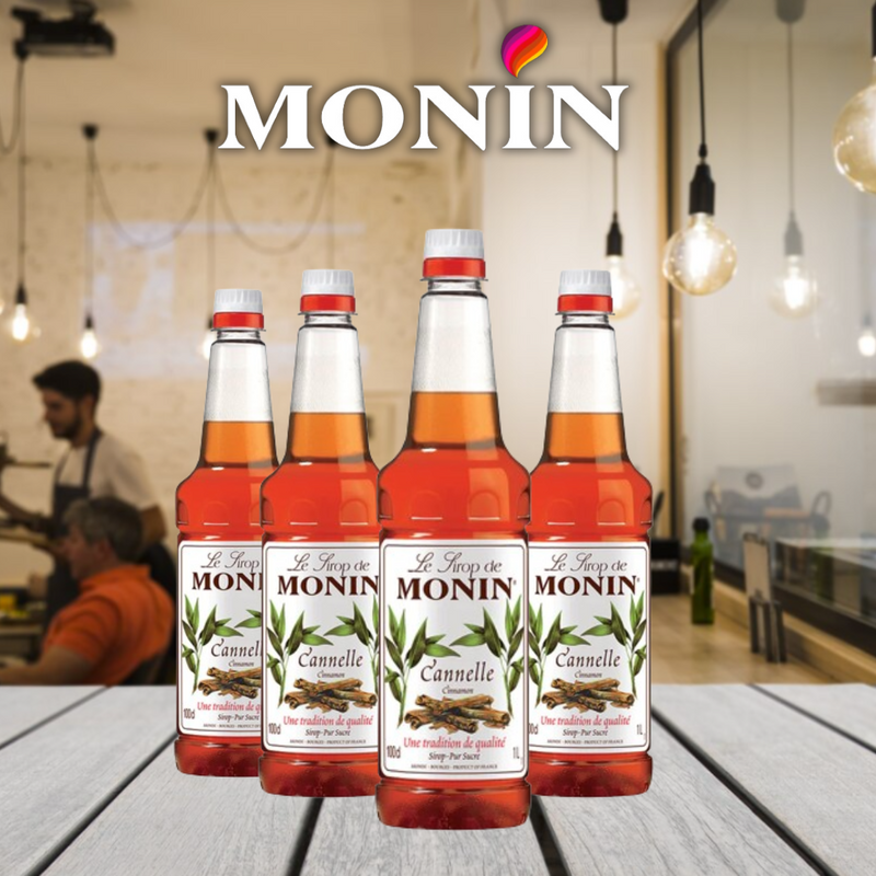 Monin Cinnamon Coffee Syrup 1 Litre (Plastic, Full Pack 4's)