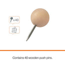 Nobo Noticeboard Wooden Push Pin (Pack of 40) 1915709