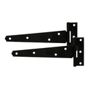 Pair of Light Duty Tee Hinges in Black or Zinc Plated Finish 250mm (10") Black
