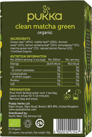 Pukka Tea Clean Matcha Green Organic Individually Wrapped Enveloped Tea 20's