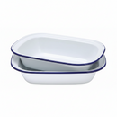 Falcon Enamel Oblong Pie Dish |  Blue and White | 26cm