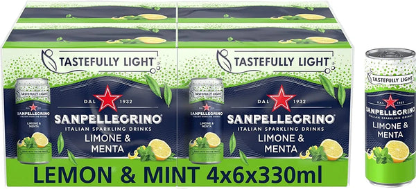 San Pellegrino Limone Menta (Lemon & Mint) Cans 24x330ml