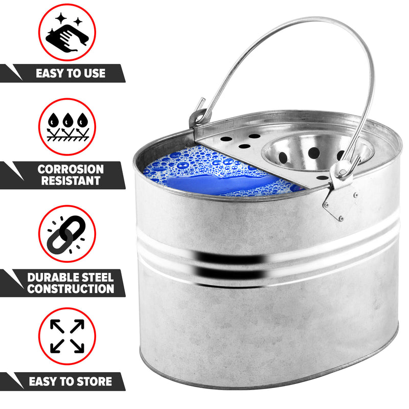 Fixtures Galvanised Stainless Steel Mop Bucket 2 Gallon