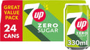 7 Up Zero Lemon and Lime Carbonated Canned Soft Drink 330ml (Pack of 24)