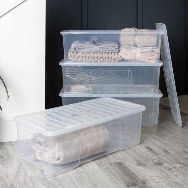 Wham Crystal Clear Plastic Storage Box 32 Litre Ideal Under Bed Storage