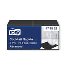Tork Cocktail Napkins 2-Ply 4 Fold Black Pack of 200 477829