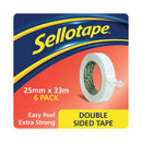 Sellotape Double Sided Tape 25mmx33m (6 Pack) 1447052