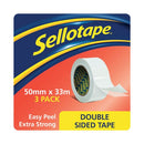 Sellotape Double Sided Tape 50mmx33m (3 Pack) 1447054