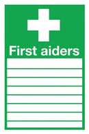 Safety Sign First Aiders 300X200Mm Pvc FA01926R