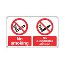 Signs and Labels No Smoking and No E-Cigarettes Sign Rigid Plastic 100x250mm EL005URP
