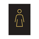 Female Toilet Sign Rigid Plastic 105x150mm Black/Gold Y6698802
