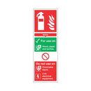 Safety Sign Fire Extinguisher Water For Use On PVC 300x100mm Rigid PVC F100/R