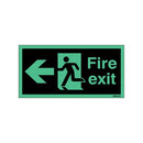 Safety Sign Niteglo Fire Exit Running Man Arrow Left 150x450mm Self-Adhesive NG27A/S