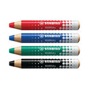 Stabilo Markdry Whiteboard Pencil x4 Assorted +Sharpener/Cloth 648/4-5
