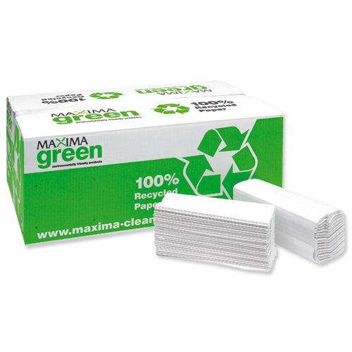 Maxima Green Two Ply C-Fold Hand Towels White 15x162's {2430} - UK BUSINESS SUPPLIES