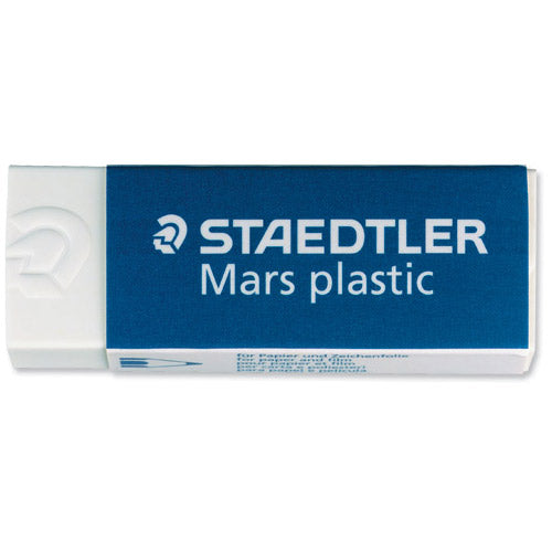 Staedtler Mars Plastic Eraser Premium Quality Self-cleaning 55x23x12mm Pack 20 Code 52650 - UK BUSINESS SUPPLIES