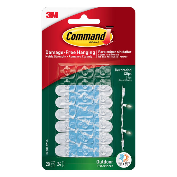3M Command 17026 Outdoor Clear Decorating Clips 20 Pack - UK BUSINESS SUPPLIES