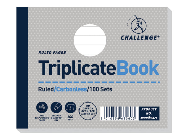 Challenge Triplicate Book 105x130mm Card Cover Ruled 100 Sets (Pack 5) 100080471 - UK BUSINESS SUPPLIES
