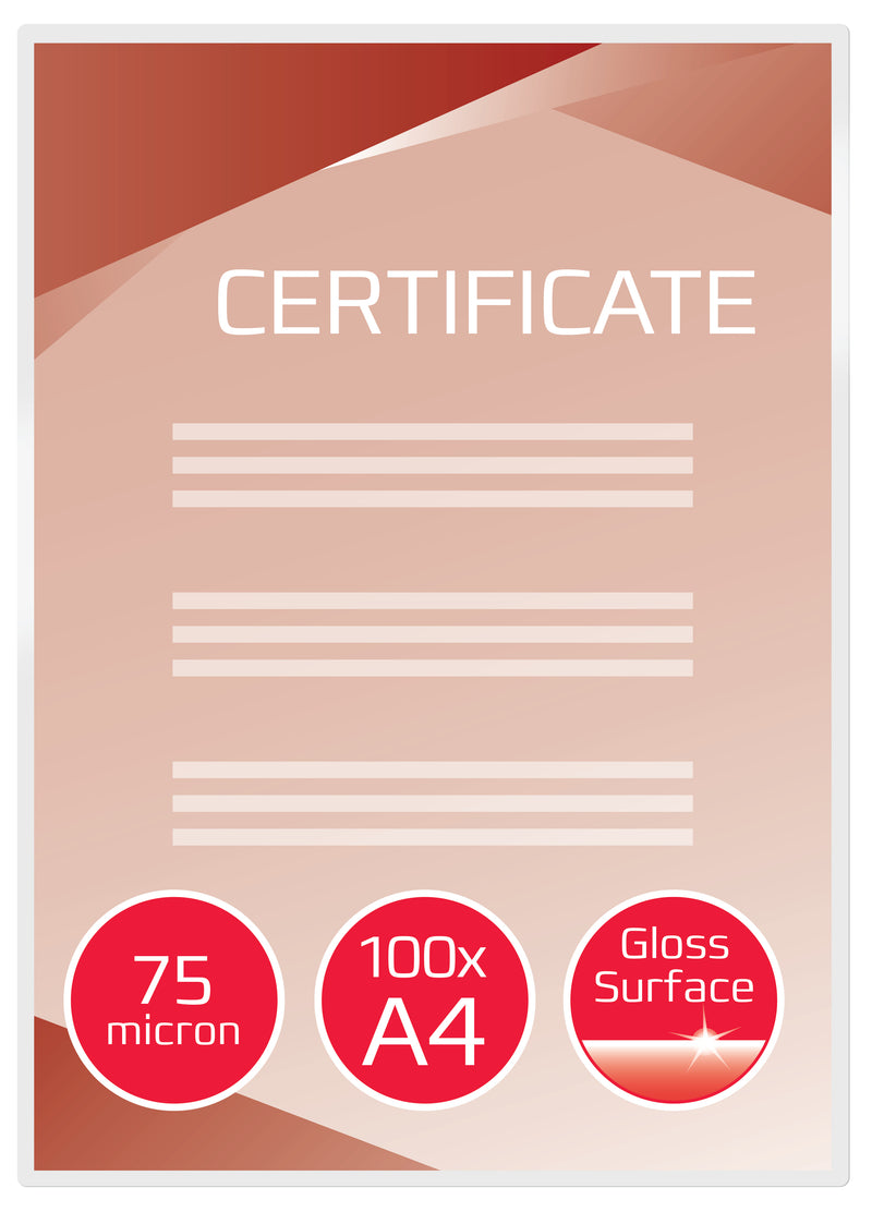 GBC Laminating Pouch A4 2x75 Micron Gloss (Pack 100) 3740400 - UK BUSINESS SUPPLIES