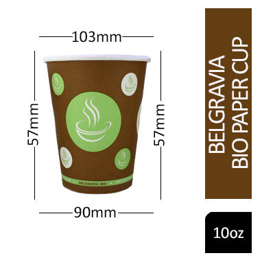 10oz Belgravia Biodegradable & Compostable  Single Walled Paper Cups - UK BUSINESS SUPPLIES